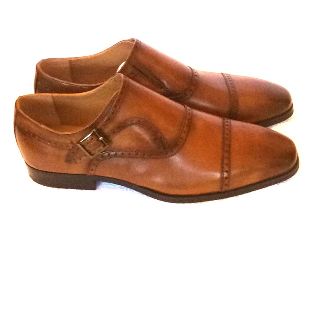 New Cognac monk strap dress shoes